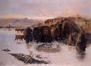 Charles M Russell The Buffalo Herd Sweden oil painting artist
